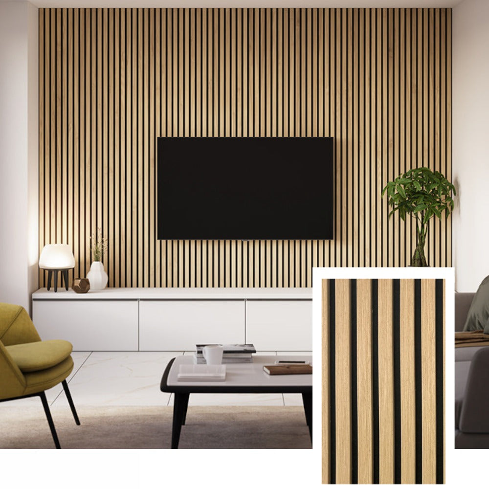 WaveNest™ Premium Acoustic Slat Panel — Natural Oak (2.7 × 1.10 m)