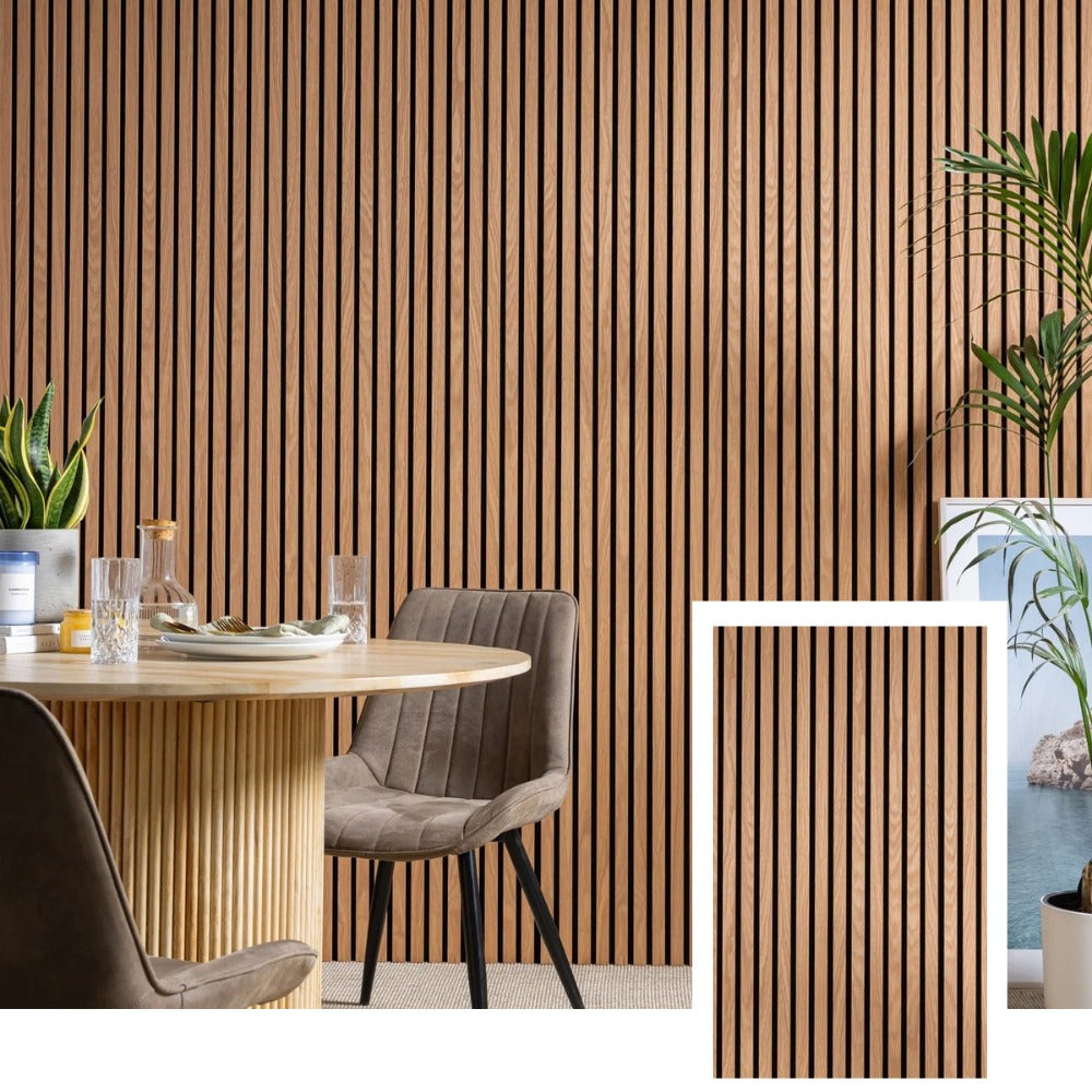 WaveNest™ Premium Acoustic Slat Panel — Natural Oak (2.7 × 1.10 m)